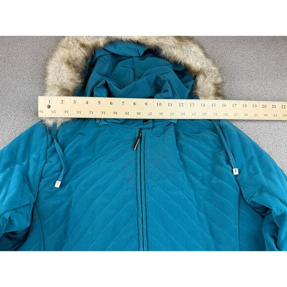 White Stag Women's Small Quilted Puffer Jacket With Faux Fur Trim Hood - Picture 8 of 13